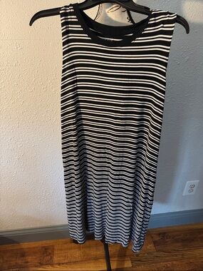 Time and Tru Black and White Striped Top